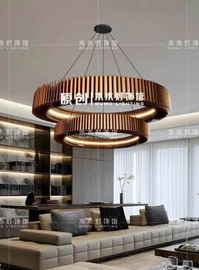 客厅吊灯意式极简现代简约圆形设计师高级感卧室餐厅主灯实木灯具