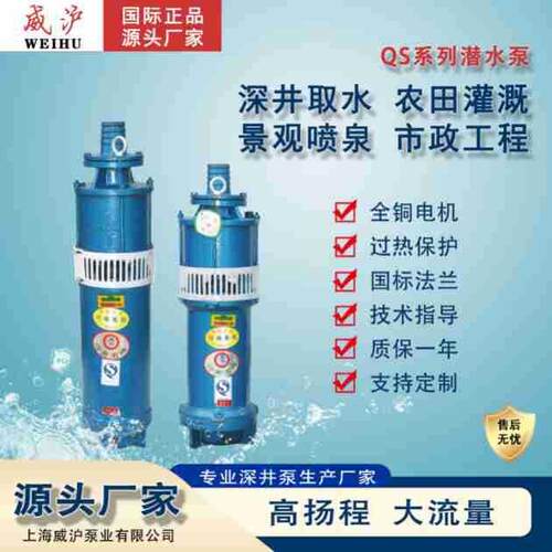 QS潜水泵深井泵家用景观音乐喷泉泵380V三相大流量高扬程潜水泵