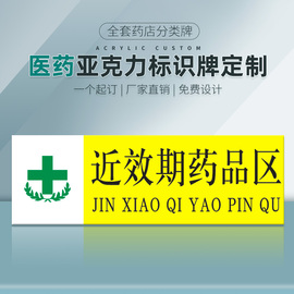 近效期药品区药店分类牌药品分类贴GSP标签PVC塑料安全标识牌医院诊所药房药柜标识标志牌温馨提示牌支持定制