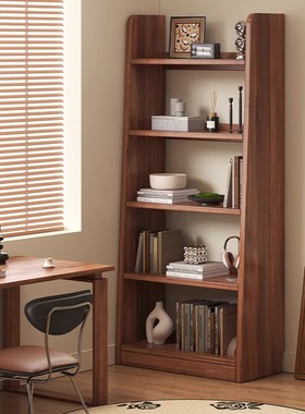 中古风实木梯形书架落地置物架立式多层收纳柜子学生家用书柜