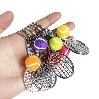 1pc Mini Tennis Racket Keychains Tennis Ball Key Rings