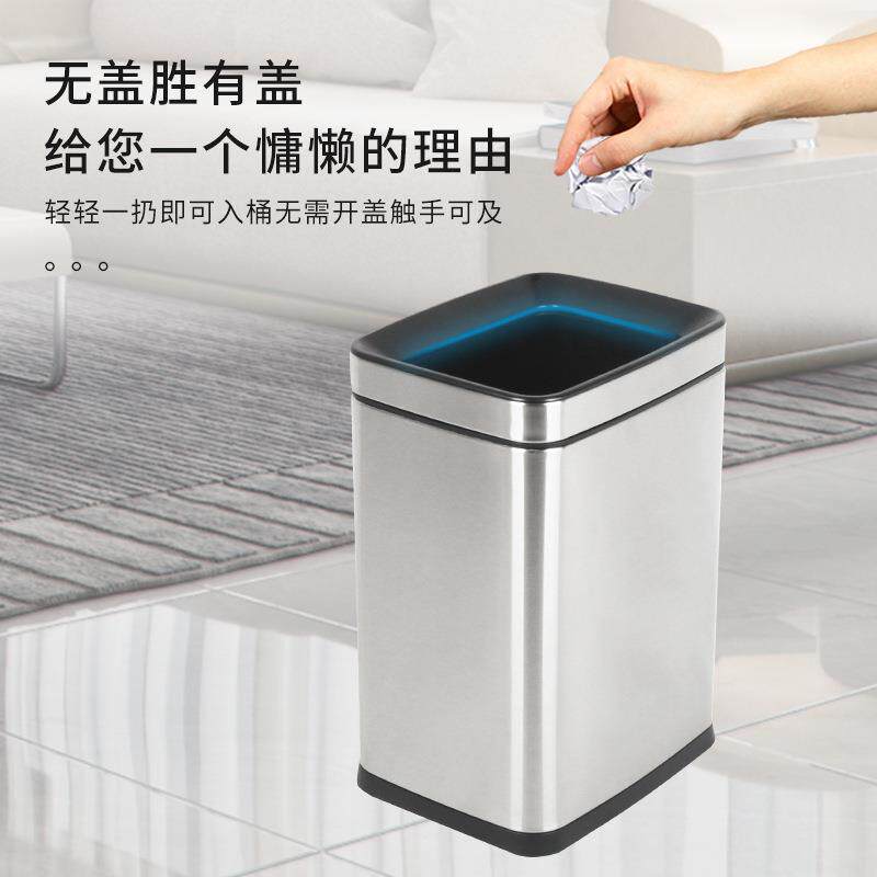 长筒形家用垃圾桶不锈钢房间桶双层无盖卫生间纸篓桶办公室收纳桶