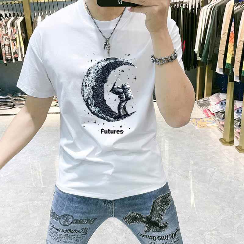 香港潮牌欧洲站新款短袖T恤男夏季个性印花半袖潮流百搭修身上衣