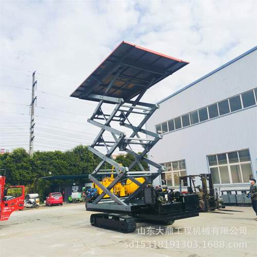 大棚安装履带式升降机高空作业平台剪叉式履带升降车遥控行走