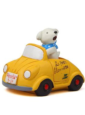 小清新卡通创意开黄色小车小狗园艺苔藓多肉花插道具 拍摄道具