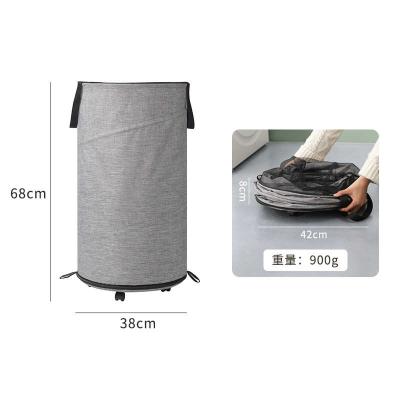 带可拆卸轮子脏衣创牛津布篮收纳衣新款篓大号艺折叠脏卧室桶