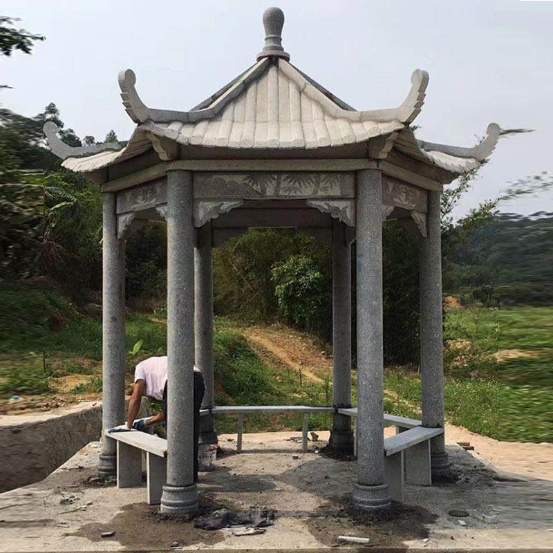 石亭子六角亭子花岗岩凉亭户外庭院公园广场石凉亭厂家供应
