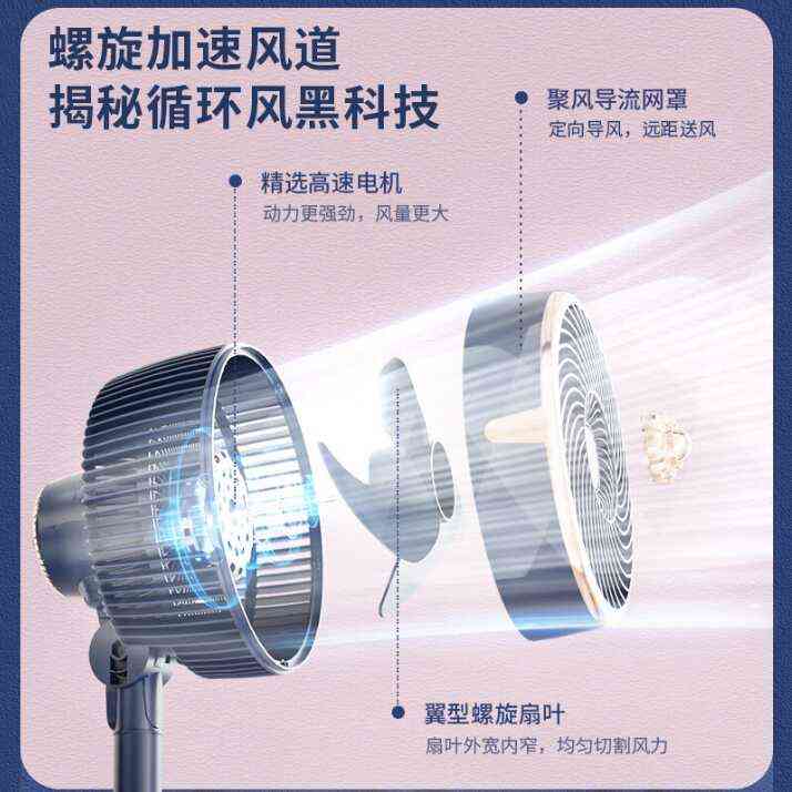 智能语音大风力循环扇家用立式可伸缩落地扇厂家批发热卖循环扇