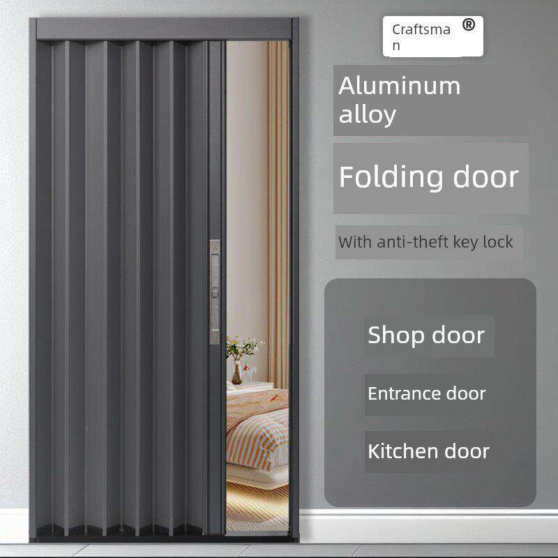 防火全铝合金折叠滑动门隐形厨房浴室阳台空调隔断伸缩简易滑动门