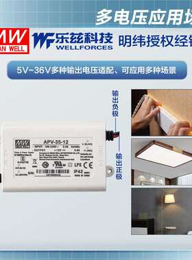 明纬12V电源35W APV-35-12防水LED照明塑壳3A灯带灯箱CCC认证