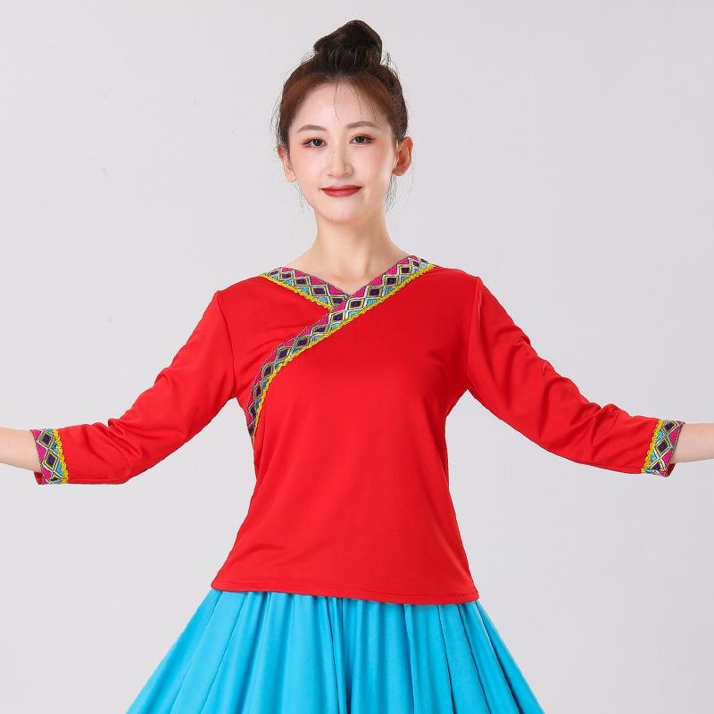 特卖大摆裙舞蹈服新款藏族半身裙藏式长女练功上衣广场舞演出服练