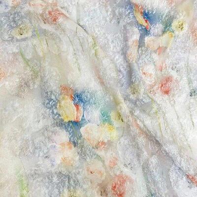 Tulip Jacquard Chiffon Printed Fabric Short Furry Retro