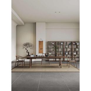 cs新中式 黑胡桃木实木茶桌听园泡茶台书桌禅意简约茶室大餐桌两用