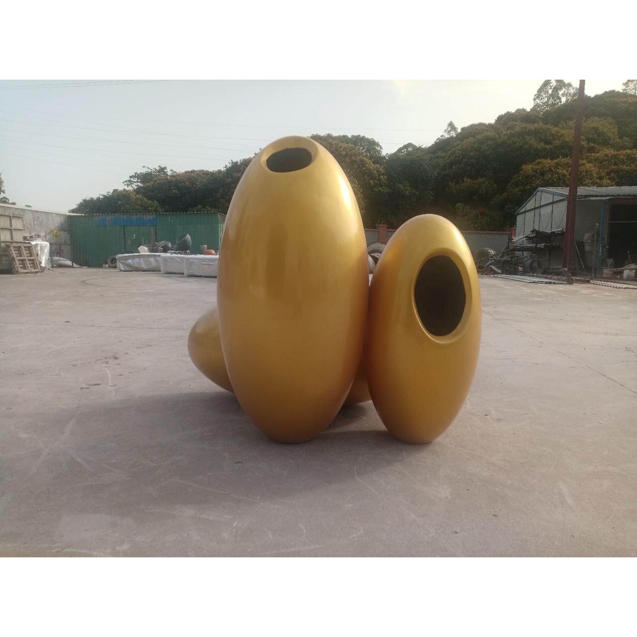 户外玻璃钢金蛋花盆造型组合银弹花艺花池市政园林花器部品花钵