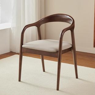 实木椅子餐椅家用靠背凳子软包高级办公会议带扶手书桌椅法式覆古