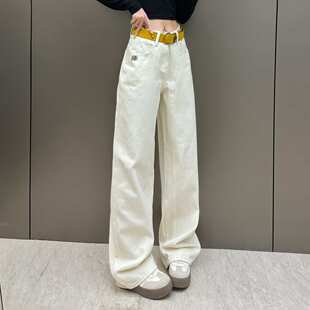 153小个子设计感牛仔裤女高街阔腿裤浅色水洗休闲显瘦阔腿裤