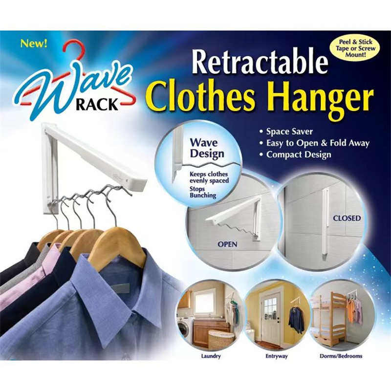 免打孔折叠晾衣架ABS晾衣杆酒店浴室阳台室内外隐形壁挂式晾衣器,收纳整理,多夹子晾衣架,淘宝优惠券,粉丝福利购,淘宝优惠卷