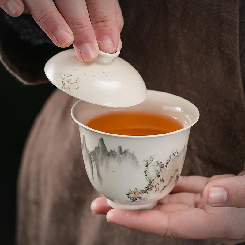 草木灰手工主人杯茶杯品茗杯纯手工书法复古风喝茶杯陶瓷闻香杯子