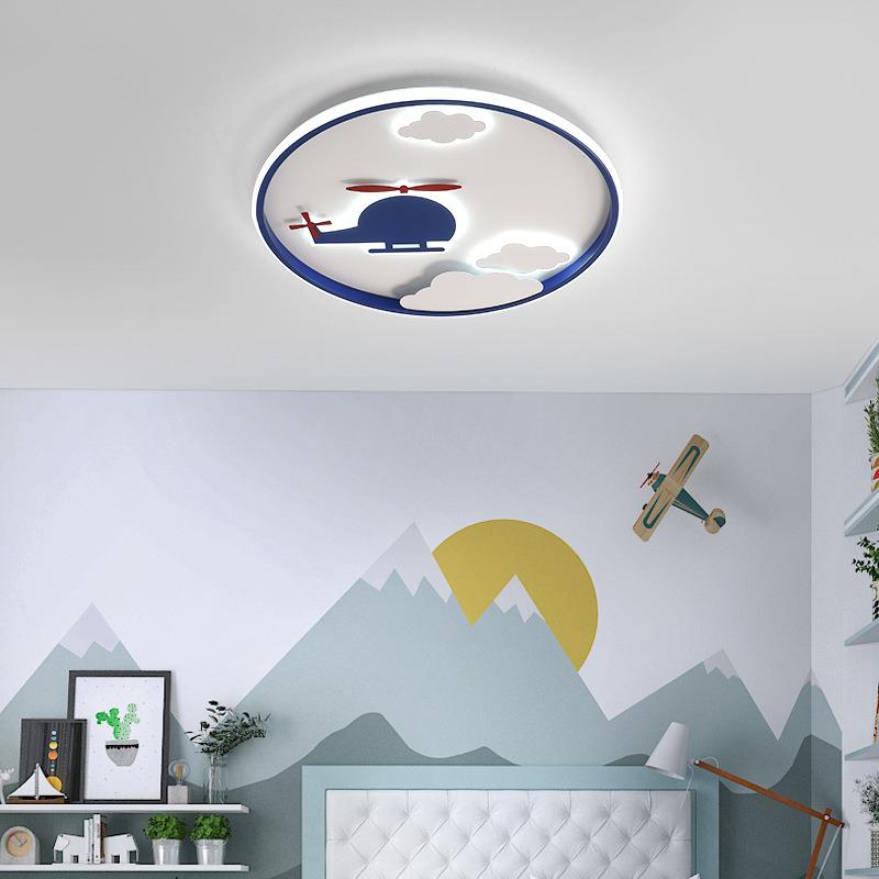 创顶意云朵飞机儿童561吸房灯卧室灯小孩子男孩孩宝宝房女间灯卡