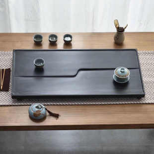 天然纹路石材茶盘家用整块乌金石雕刻简约风办公室功夫茶组合套装