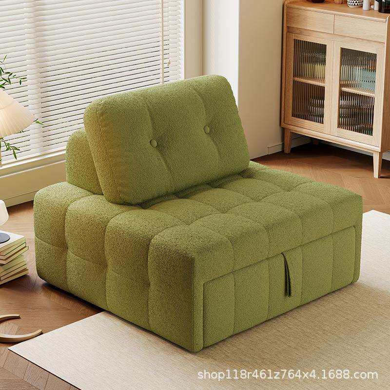 奶油风泡芙沙发床坐卧两用多功能小户型布艺客厅折叠伸缩单人沙发