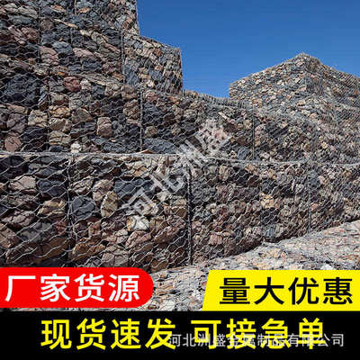 镀锌防洪石笼网箱生态格宾铅丝防洪六角网PVC包塑固滨笼雷诺护垫