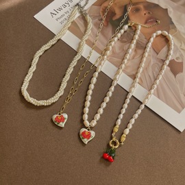 复古法式淡水珍珠项链，优雅玫瑰高级感锁骨，链白百何同款连衣裙配饰