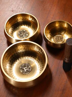 尼泊尔音钵十字杵手工颂钵佛音碗瑜伽钵梵音钵静心钵铜磬钵盂摆件