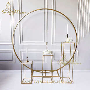 婚庆网格圆形拱门装 新款 饰婚庆背景网格屏风摆件森系几何路引婚庆