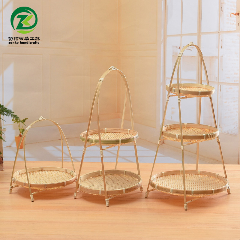 竹编点心水果编织收纳提篮竹雕