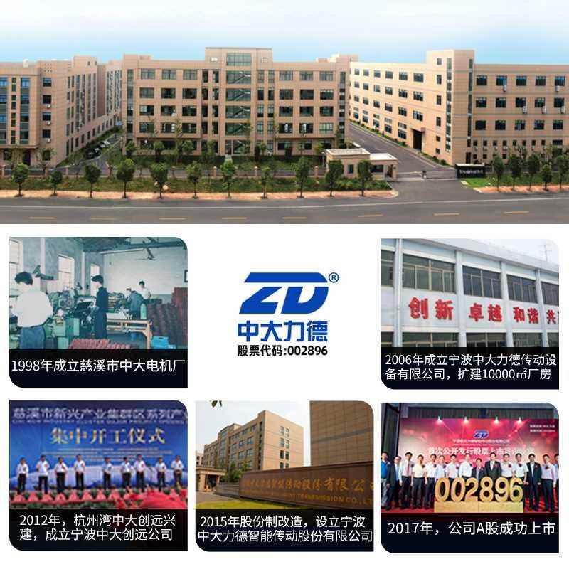 ZD中大力德准双曲面三相单相中空中实轴200w小型齿轮直角减速机F3