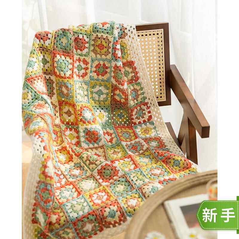 苏苏姐家田野拼花毯手工打发时间diy编织毯子钩针毛线团材料包
