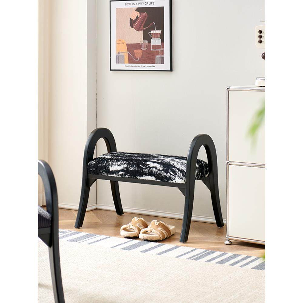 貂皮丝绒黑白貂皮多功能换鞋凳家用实木加座脚凳沙发凳矮凳中世纪,住宅家具,椅子,淘宝优惠券,粉丝福利购,淘宝优惠卷