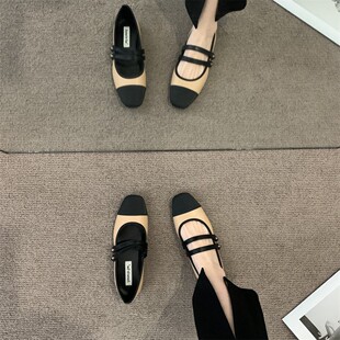 潮牌韩版chic配裙子玛丽珍鞋浅口平底鞋法式晚风单鞋2025新款女鞋