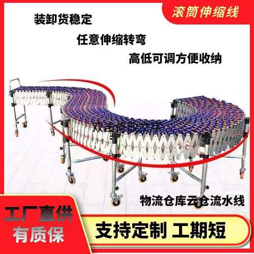 福库福来轮输来轮伸缩线无动输力传送机送带卸货神器仓卸车