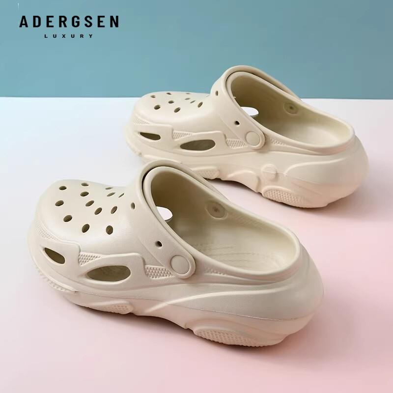 ADERGSEN厚底洞洞鞋女外穿增高防滑一脚蹬包头拖鞋夏季沙滩凉鞋