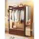 实木衣帽架全身镜一体落地家用多功能挂衣架带抽屉镜子木质衣架