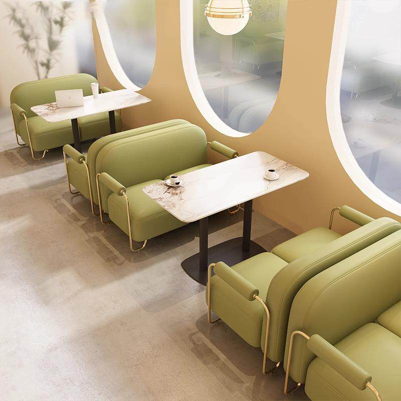 奶茶店桌椅咖啡厅卡座沙发甜品店饭厅洽谈小圆桌单双人位休息区