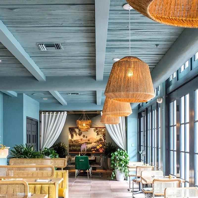 餐厅术吊灯餐桌灯意创民宿茶室吧台师过道MAX40W等艺复古设计麻绳