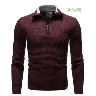 zip sweater knit plus warm half and Men thick