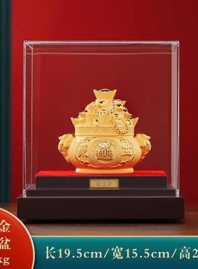 正品大明铜沙金聚宝盆摆件绒招财聚财厅装饰玄匠关开 客业乔迁新