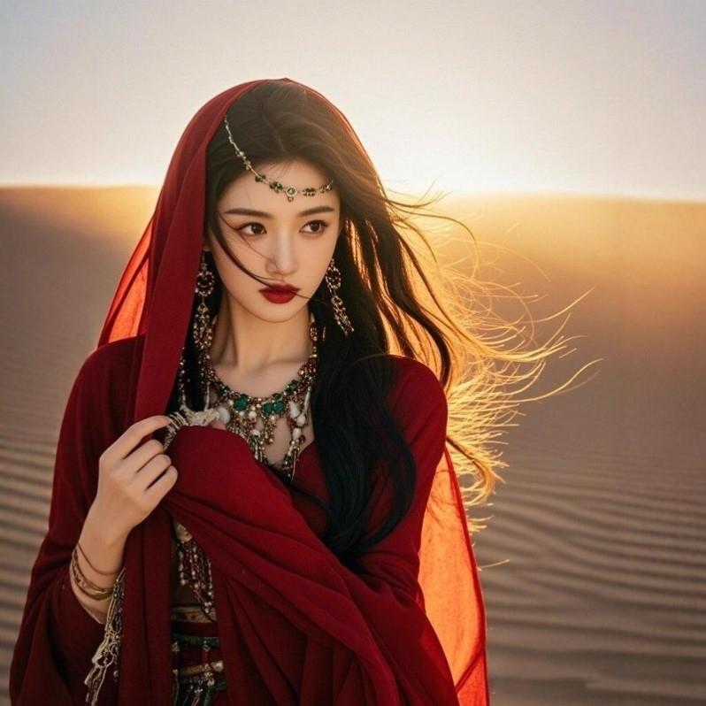 敦煌西北沙漠旅游拍照棉麻红色纱巾女大丝巾防晒披肩头巾围巾披巾