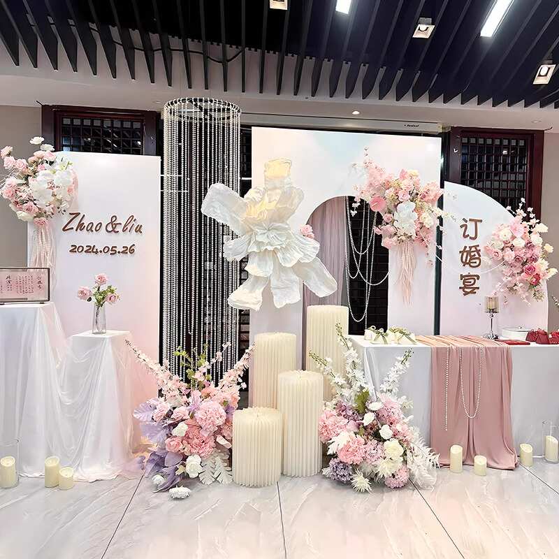 大气韩ins结kt简单背景板墙系风订婚全套场景布置婚礼装饰场景