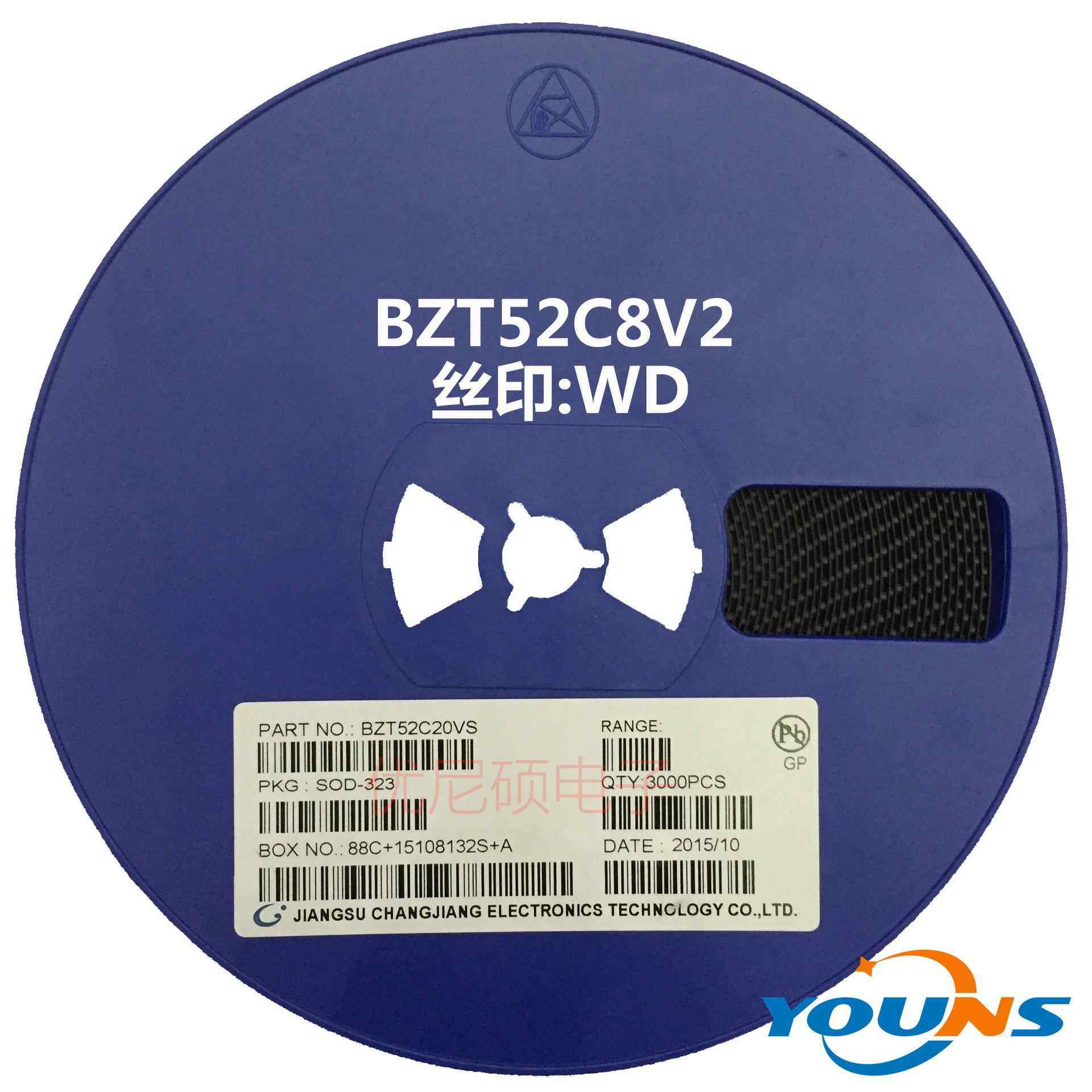 CJ/长电贴片稳压二极管BZT52C8V28.2V丝印WD封装SOD-123