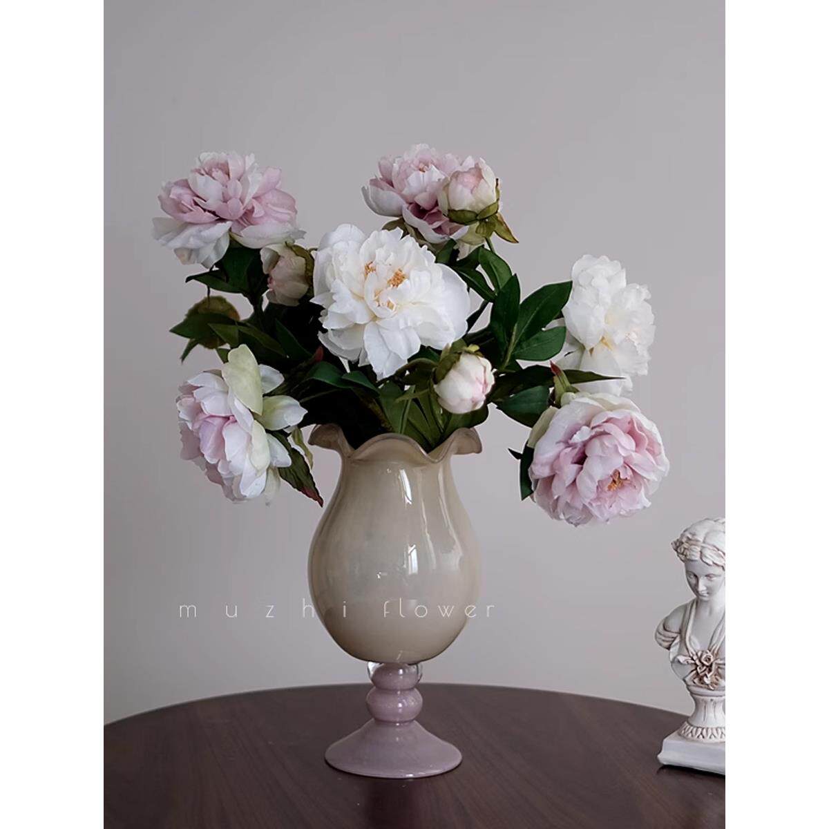 牡丹人造花干花花束无障碍豪华高雅客厅装饰插花花瓶餐桌装饰花卉