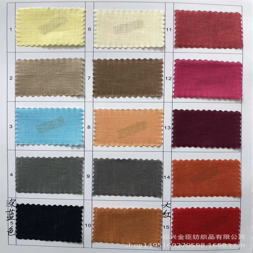 现货供应101纯亚麻染色布 14*14/50*54亚麻衬衣服装面料 足米批
