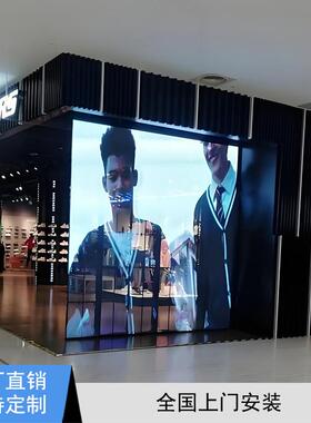 led透明贴膜屏商城室内P8P10P20橱窗玻璃晶膜屏透光柔性电子屏