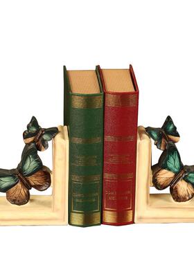 美式乡村风格欧式田园书靠蝴蝶书立树脂工艺品复古做旧装饰书档！