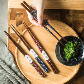 日式和风竹木筷子尖头，防滑防米饭碗，筷子家庭套装一人一筷