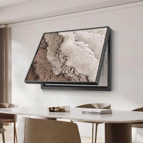 电QHE表箱装饰抽象海浪画餐厅配电箱遮挡挂肌理感画电盒免打孔壁